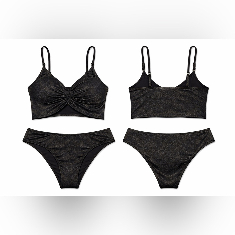 Cupshe Black Metallic Bikini Set Size Small - Picture 2 of 4